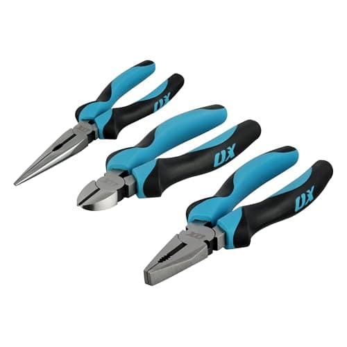 Image of OX Pro 3-Piece Plier Set | Chrome Vanadium Combination, Long Nose & Diagonal Cutting Pliers