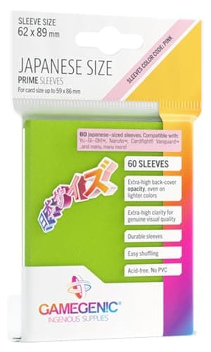 Image of Pack of 60 Prime Sleeves Japanese Sized - Lime