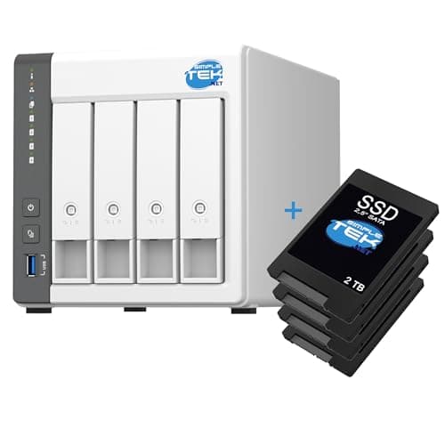 Image of SIMPLETEK - 4-Bay NAS system with 4GB RAM, 4 x 2TB SSDs included, 4-Core and USB-A + 2.5G LAN for Cloud and Server