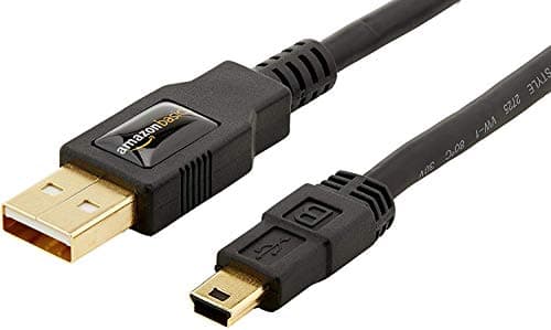 Image of Amazon Basics USB-A to Mini USB 2.0 Cable, 480Mbps Transfer Speed with Gold-Plated Plugs, 1.82 m, Black