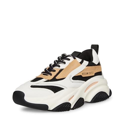 Image of Steve Madden Women's Possession Sneaker, Black/Tan, 7 UK