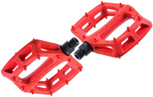 Image of Dmr V6 Plastic Flat MTB Pedals - Red, CrMo Axle/Lightweight Mountain Biking Bike Trail Off Road Pin Dirt Jump Enduro Bicycle Cycling Cycle Downhill Sticky Grip Riding Ride Platform Part 9/16
