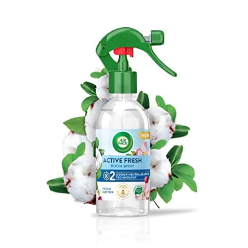 Image of Airwick Premium Air Freshener, Fresh Cotton Scent, 236ml, Non-Wet Spray, Fast-Acting Indoor Deodorizer, Instant Odor Neutralizer, Quick Freshening,Green