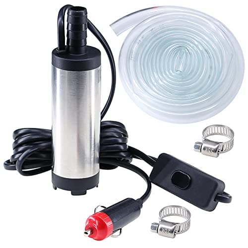 Image of Govfrey Diesel Pump, Fuel Pump,Portable Oil Water Transfer Pump Connected to Car, Small Kerosene Pump Detachable Filter and 3 Meter Hose, Vehicle Camper Truck Caravan Motorhome (12V Outlet), Black
