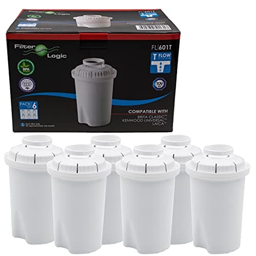 Image of Filterlogic FL601T | Pack of 6 Water Filter Cartridges Compatible with Brita Classic Water Filter Jugs/Table Water Filter Water Filter Cartridges
