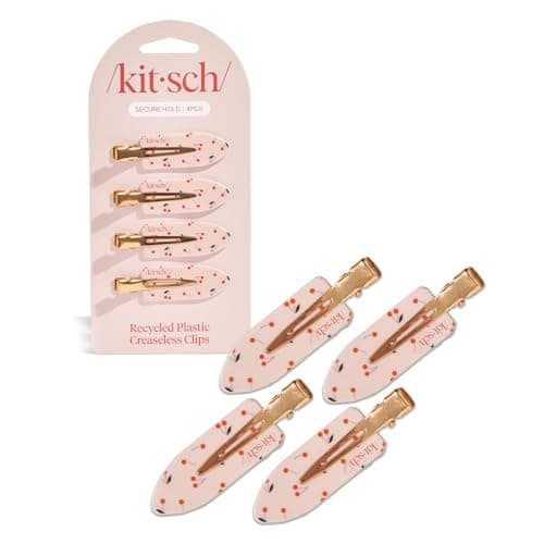 Image of Kitsch Creaseless Hair Clips for Women - No Crease, No Bend Hair Clips for Styling, Bangs, Makeup Application, Face Wash - Recycled Acrylic - Cherry Print | Ideal Gifts for Women, 4pcs