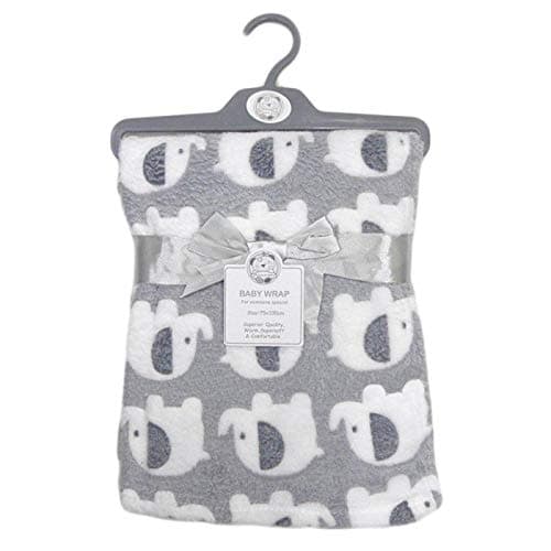 Image of Baby Babies Supersoft Snuggle Wrap Layered Wrap Elephant Blanket Grey 75 x 100 33