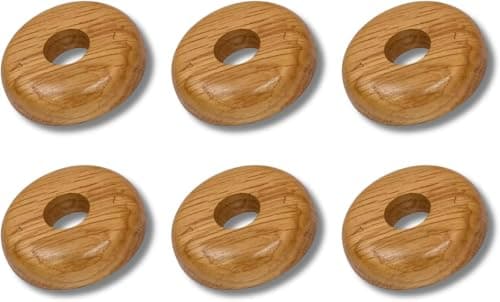 Image of Oak Wooden Radiator Pipe Collars for 15mm Pipes Pack of 2 Easy Split Collar Wood Hide Radiator Pipes Base (6 Collars)