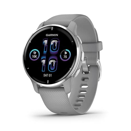 Image of Garmin Venu 2 PLUS (45 mm), AMOLED GPS Smartwatch with All-day Advanced Health and Fitness Features, Voice Functionality, Music Storage, Wellness Smartwatch with up to 9 days battery life, Powder Grey