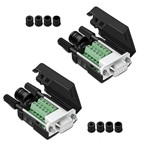 Image of PENGLIN 2PCS DB9 Solderless Adapter S232 D-SUB Serial to 9-pin Port Terminal Connector Breakout Board with Case Long Bolts Tail Pipe (2PCS Female)