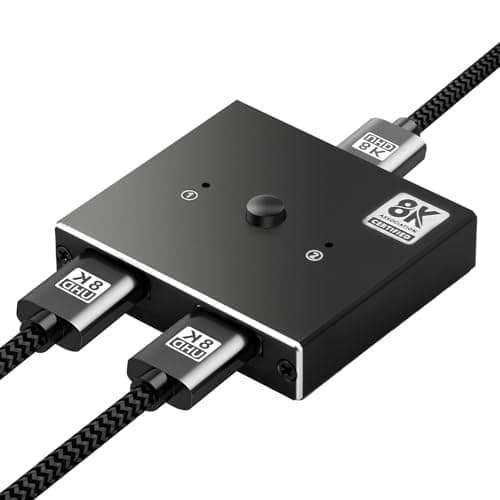 Image of HDMI 2.1 Switch - 8K Bidirectional Splitter 1 in 2 out/2 in 1 out, Ultra HD 4K@120Hz 8K@60Hz 3D Display 48Gbps for Xbox, Apple TV, PS5/PS4, Roku, Blu-Ray, DVD, HDTV