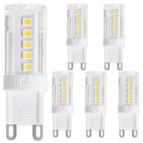 Image of OddMart 6Pcs 3W G9 Light Bulbs LED Bulbs Cool White 6500K, 240LM Bi-pin Energy Saving Capsule Bulb Equivalent 30W Halogen 360° Non-Flickering Not Dimmable CRI＞80 for Chandelier Lighting Decor