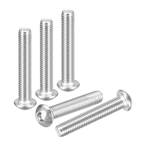 Image of DTGN M8-1.25x45mm Button Head Socket Cap Screws - 12Pack - Good for Road Bicycle, Mountain Bike, Auto, Motorcycle - 304 Stainless Steel Whitewashed - Hex Socket Drive Fasteners