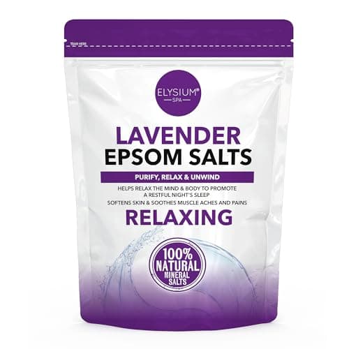 Image of Elysium Spa Lavender Epsom Salts | Relaxing Bath with 100% Natural Mineral Salts for Muscle Relief Sleep Promotion and Skin Softener (450g)
