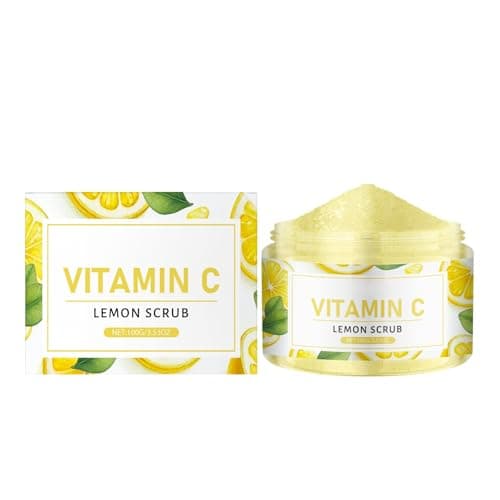 Image of Vitamin C and Face Scrub Organics Microdermabrasion Facial Scrub Exfoliating Clears Blackheads Improve Dark with Strawberry Extract Exfoliator PtZ421 (Yellow, 7.2x7.2x4.4cm)