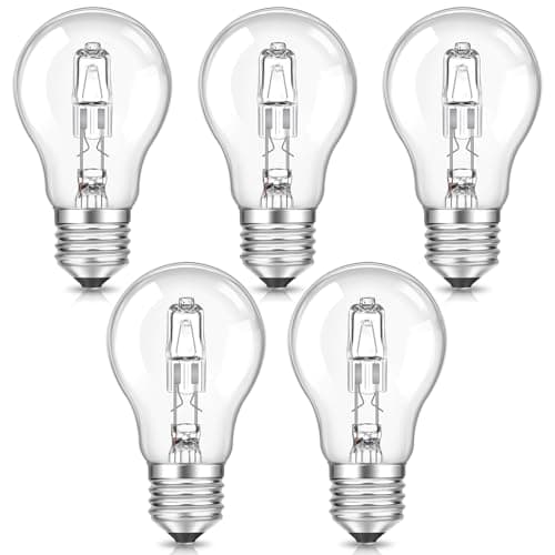 Image of SCNNC 42W GLS Light Bulb A55 E27 ES Edison Screw 240V Dimmable, Warm White 2700K, Clear Classic Globe Screw Bulb E27 for Ceiling Lamp Wall Floor Lamp, Pack of 5