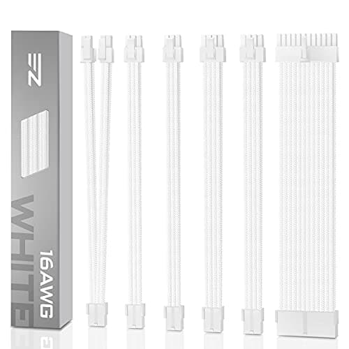 Image of EZDIY-FAB PSU Cable Extension Kit - Sleeved Cable- Custom Power Supply Extension, 16 AWG, 24/8/6/4-PIN with White Combs