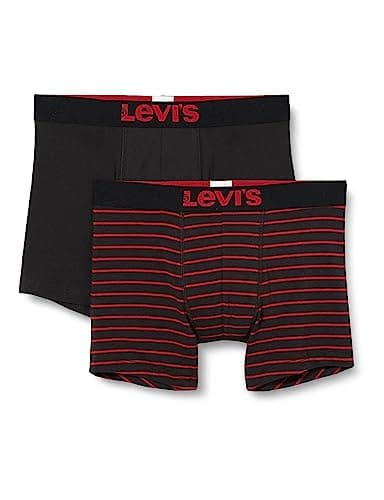 Image of Levi's - Men's Underwear - Boxer Shorts - Vintage Stripe YD (2-Pack) - Red/Black - XXL