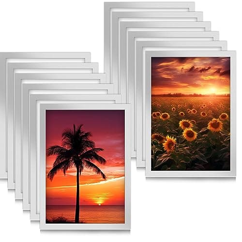 Image of 12PCS A4 Magnetic Photo Frames, Self Adhesive Magnetic Picture Frame, Magnetic Poster Frame Magnetic A4 Paper Display Frame for Paintings, Photos, Notices, Certificate, Poster(Silver)