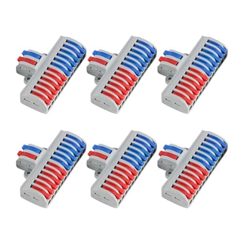 Image of Tiardey 6 Pieces Cable Connection Clamp with 2 Pure 12 Out Terminals and Lever Compact Pluggable Terminals for Circuit Inline Wire Connections