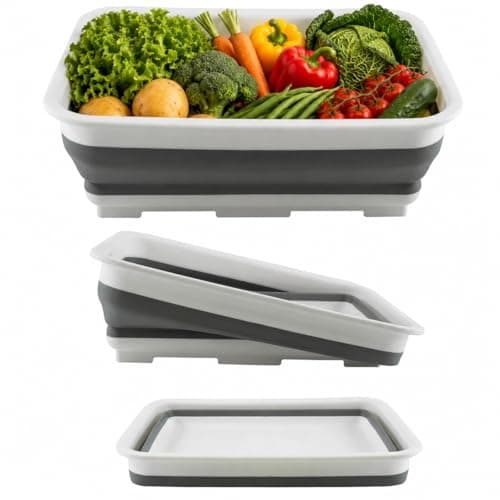 Image of DIVCHI Folding Washbasin Collapsible Washing Up Bowl Retractable Portable Thickened Travel Washbasin Wash Foam Foot Travel Outdoor Car Laundry Washing Basin (Grey/White)