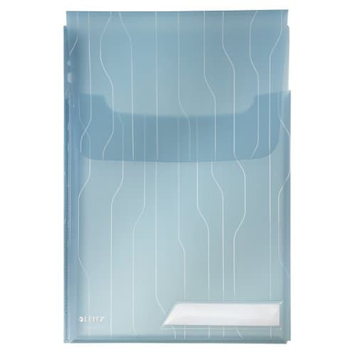 Image of Leitz Combifile Folder A4, High Capacity, Expanding, Clear Blue Matt Finish, Top Open with Flap, 200 Micron Polypropylene, Pack of 3, 47270035