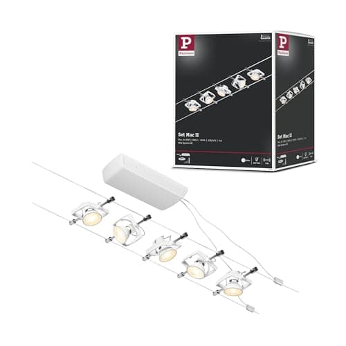 Image of Paulmann 94432 CorDuo Lighting Set - Mac II DC, Max 5 x 10 Watt Extendable Wire Cable, Matt White Plastic GU5.3 System Without Bulbs [Energy Class A++]