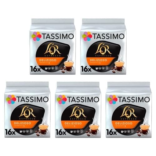 Image of Tassimo L'OR Espresso Delizioso Coffee Pods x16 (Pack of 5, Total 80 Drinks)
