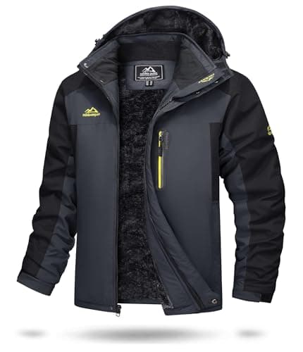 Image of TACVASEN Winter Jacket Men Warm Waterproof Ski Jacket Outdoor Fleece Windproof Jacket Mens Military Thermal Coat Parka Jacket Hood Raincoat Jacket Black(Size: S)(Size: S)