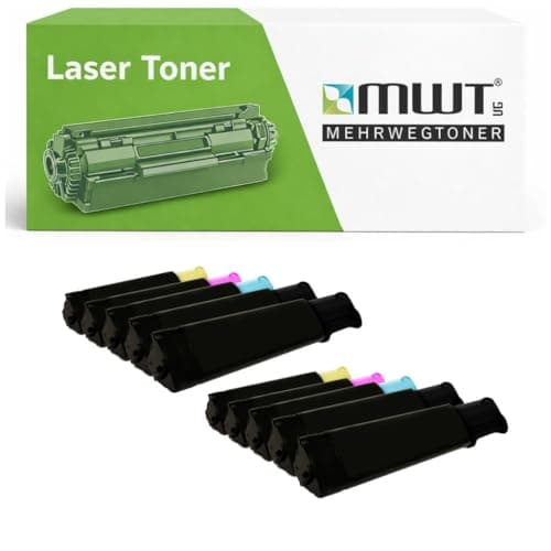 Image of Mehrwegtoner Toner 10x Compatible with Epson Aculaser C1100N Replaces Black Blue Red Yellow with 15% More Performance