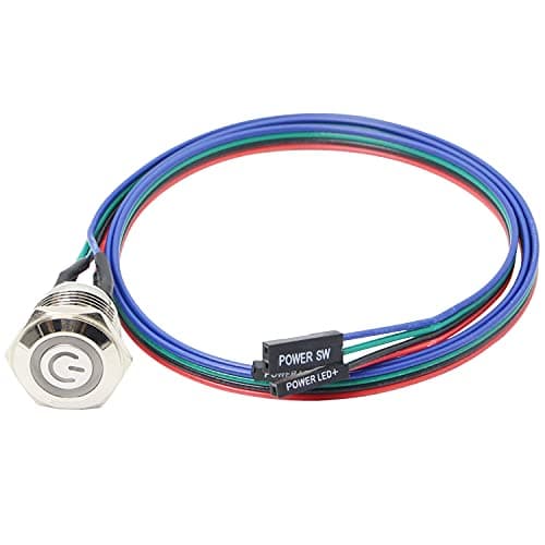 Image of XMSJSIY PC Power Switch, Chassis Switch Host Metal Button, Computer Host PC Case LED Power Button ATX Supply On/Off for DIY Computer 60cm - 1pcs (16mm)