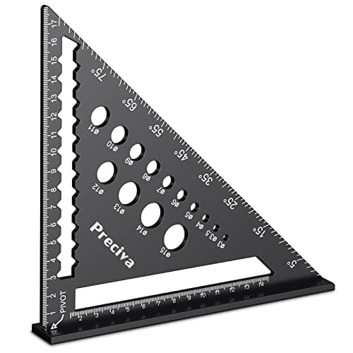 Image of Speed Square with 14 Types of Drill Holes, 7inch Metric Triangle Ruler, Aluminum Alloy Carpenters Tools