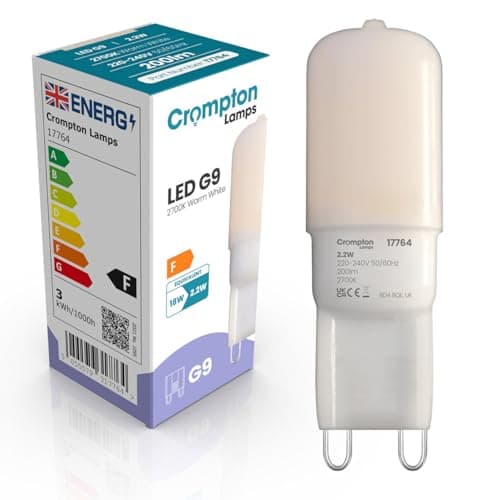 Image of Crompton Lamps LED G9 Capsule Bulbs 2.2W | 18W Halogen Replacement | Warm White 2700K | Energy-Saving LED Light Bulbs | Opal G9 Bulbs for Ceiling, Cabinet & Accent Lighting