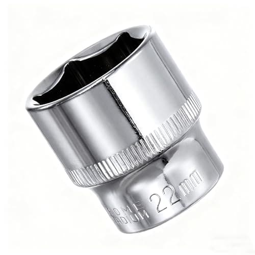 Image of Youzzei 22mm 3/8 Inch Square Drive Socket, 6 Point Metric Socket, Polishing Chrom Vanadium Alloy Steel 22mm Sockets 3/8" Drive for Car Repair Mechanical Maintenance Home Use