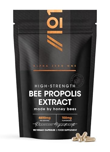 Image of Bee Propolis Extract 4800mg - 108mg Flavonoids Propolis Supplement - 90 Vegan Capsules - Resealable and Recyclable Pouch by Alpha01