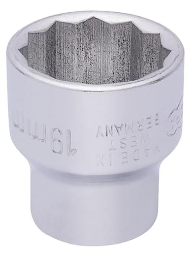 Image of Draper 25953 Elora Bi-Hexagon Socket, 3/8" Square Drive, 19mm, Blue