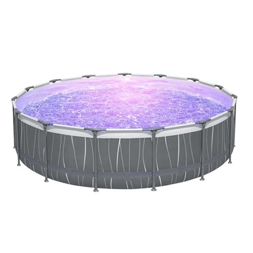 Image of Bestway, 15ft Steel Pro MAX Round Above Ground Pool Set with LED Lights, Outdoor Garden Family Swimming Pool