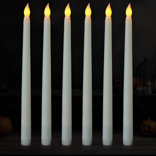 Image of Aihoom Flameless LED Candle Sticks, 6Pcs Led Taper Candles, Battery Operated, Realistic Flickering, Fake Candles for Home, Weddings, Parties, Valentine's Day Decor, White (Without Remote Control)