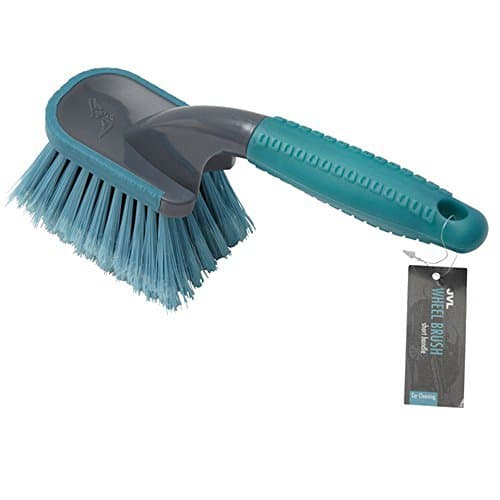 Image of JVL Car Care Cleaning Range Wheel Brush, Short, Grey And Teal, Plastic And Rubber, Teal/Grey, 27 x 6.5 x 10 cm