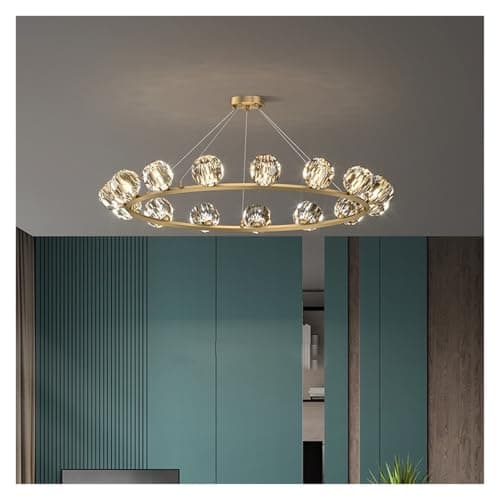 Image of G9 LED Postmodern Round Black Gold Crystal Stainless Steel Light Lamp Ceiling Lamp for Foyer