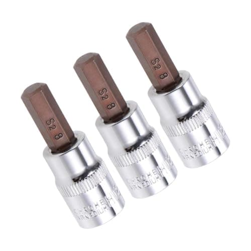 Image of TA-VIGOR 3Pcs Hex Bit Socket, 3/8" Drive x H8 (8mm) Allen Key Socket, Premium S2 Steel Bits, Hex Bit with 48mm Length for Ratchet Wrench, Torque Wrench, Slide Bar, Impact Power Drills