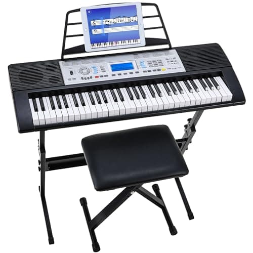 Image of MAMIZO 61 Key Keyboard Piano Kit with Stand & Stool, Digital Keyboard for Beginners, Kids' Keyboard, Electronic Piano with 300 Sounds, 3 Teaching Modes, LCD Display, Music Stand