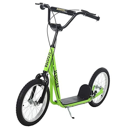 Image of HOMCOM Kick Scooters for Kids with Adjustable Height, Anti-Slip Deck, Dual Brakes, Rubber Tyres, for Boys and Girls Aged 5+ Years Old - Green
