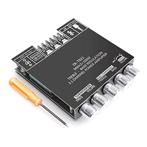 Image of WANGCL 2x50W +100W 2.1 Channel Subwoofer Amplifier Board with Treble and Bass Control Dual TPA3116 Chip DC 12-24V Bluetooth and AUX Inputs DIY Wireless Speakers AMP Board