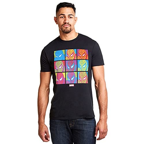 Image of Marvel Men's Pop Art Spidey T Shirt, Black (Black Blk), M UK