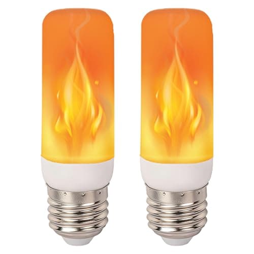Image of Lyai 2PCS LED Flame Effect Bulbs, 3W E27 LED Realistic Fake Flame Lamp, Flicker Light Fire Light Bulb 4 Lighting Modes for Christmas, Halloween, Party, Dancing, Garden Indoor Outdoor Party Decorative