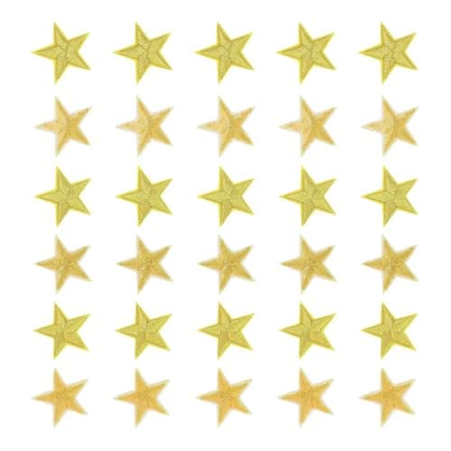 Image of 30PCS Gold Star Iron on Patches, Sew on Star Embroidered Applique Patches (1 Inch) for Clothing Repair and Embellishment, Ideal for Jackets, Hats, Backpacks, Jeans, and Creative DIY Projects