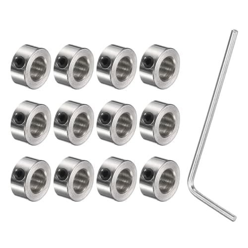 Image of sourcing map 12pcs Set-Screw Collars 6.05mm Bore, Nickel Plated Steel Shaft Collars, 11mm OD, 5mm Width, Landing Gear Stopper Wheel Collar with Hex Wrench