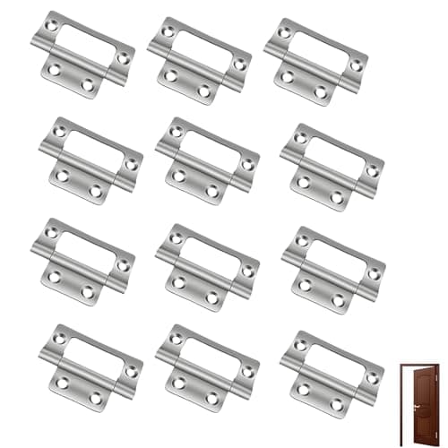 Image of 12 PCS Flush Hinges, 2 Inch Cupboard Hinges for Doors, Cabinets, Dressers, Wardrobes