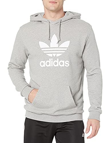Image of adidas Originals Men's Graphics Trefoil Series Hoodie, Medium Grey Heather/White, XS